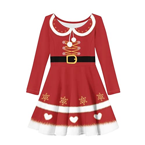 HELLHERO Langärmeliges Kleid für Mädchen Kinder Swing Twirly Skater Kleider 2-14 Jahre alt, Christmas, 11-12 Jahre von HELLHERO