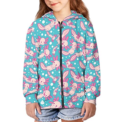 HELLHERO Mädchen Hoodie Größe 6-16 Jungen Mode Hoodies & Sweatshirts für Kinder Kleidung, Axolotl, 128 von HELLHERO