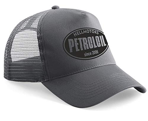 HELLMOTORS Petroloil Trucker Cap Unisex Oldschool Kappe Biker Hot Rod V8 Basecap Rockabilly von HELLMOTORS