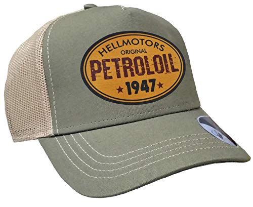 HELLMOTORS Petroloil Trucker Mesh Cap Baseball Kappe Oliv/Sand von HELLMOTORS