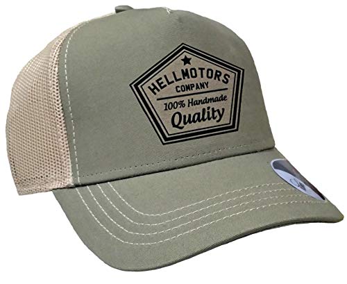 HELLMOTORS Quality Trucker Mesh Cap Baseball Kappe Oliv/Sand von HELLMOTORS