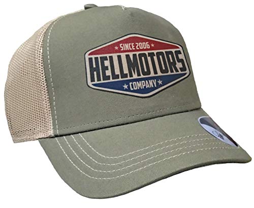 HELLMOTORS Since 2006 Trucker Cap Hot Rod Biker V8 Baseball Kappe Oliv/Sand von HELLMOTORS