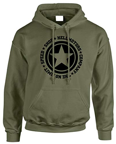 HELLMOTORS Speed Limit Kapuzenpullover Oldschool Herren Oliv (L) von HELLMOTORS