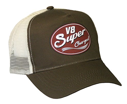 HELLMOTORS Trucker Cap V8 Super Charged Oldschool Hot Rod Choco Braun Cappy Basecap Mütze von HELLMOTORS