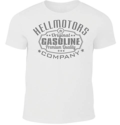 Herren T-Shirt Gasoline Oldschool Mens Clothing weiß (Grau, M) von HELLMOTORS