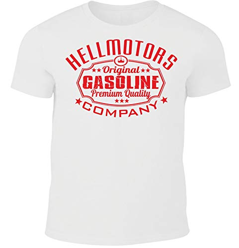 Herren T-Shirt Gasoline Oldschool Mens Clothing weiß (Rot, L) von HELLMOTORS