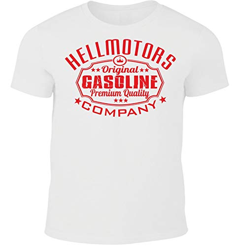 Herren T-Shirt Gasoline Oldschool Mens Clothing weiß (Rot, M) von HELLMOTORS