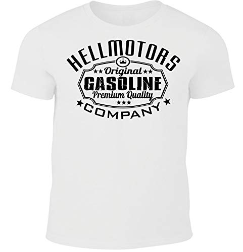 Herren T-Shirt Gasoline Oldschool Mens Clothing weiß (Schwarz, M) von HELLMOTORS