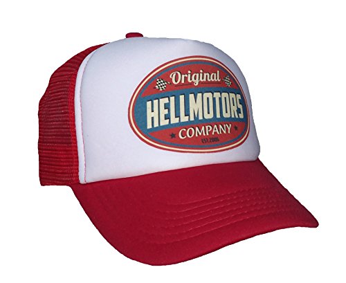 HELLMOTORS Kinder Trucker Cap Rot Weiss V8 Old School Hot Rod Cappy Basecap von HELLMOTORS