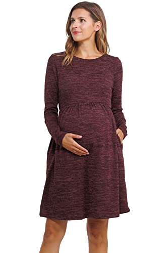 HELLO MIZ Damen Umstands-Pullover Strickkleid mit Tasche - Rot - Groß von HELLO MIZ