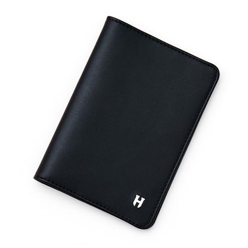 HELMBROOK London Reisepasshülle für Reisen, handgefertigt, Nappaleder, RFID-geschützt, schwarz, Reisedokumententasche für Männer und Frauen mit idealen Größen, Schwarz, Classic von HELMBROOK London