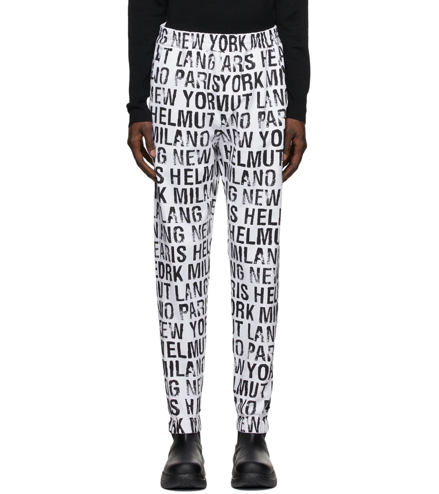 HELMUT LANG Herren Jogging-Hose mit durchgehendem grafischen Muster Sweatpants Jogger Weiß/Schwarz von HELMUT LANG