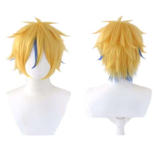 Anime BRING IT ON Kagamine Rin Len Cosplay Perücke Short Blonde Gelb gemischt Blau Perücken (Len) von HELVAK