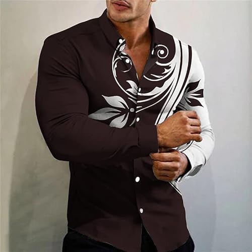 Bluse Kleidung Oberteile Tägliches Hemd mit Grafikdruck for Herren Übergroßes Freizeit-T-Shirt E (Farbe : G01-WJ020746, Size : 4XL) von HELVES