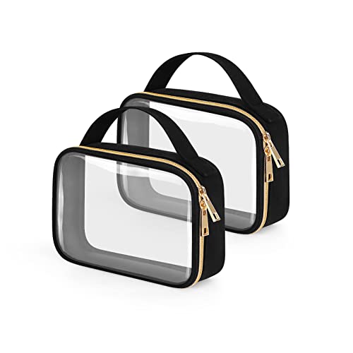 HELZOI TSA-zugelassener Kulturbeutel, transparente Make-up-Taschen mit Griffen, Quart-Größe, transparente Kulturbeutel, PVC-Kosmetiktasche für Damen und Herren, Flughafen-konforme Tasche, Schwarz HELZOI TSA-zugelassener Kulturbeutel, transparente Make-up-Taschen mit Griffen, Quart-Größe, transparente Kulturbeutel, PVC-Kosmetiktasche für Damen und Herren, Flughafen-konforme Tasche, Schwarz von HELZOI