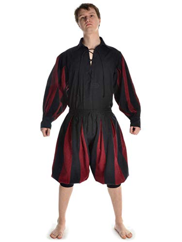 HEMAD Herren Hose kurz Landsknechthose Mittelalter Landsknecht schwarz-dunkelrot XXL/XXXL von HEMAD