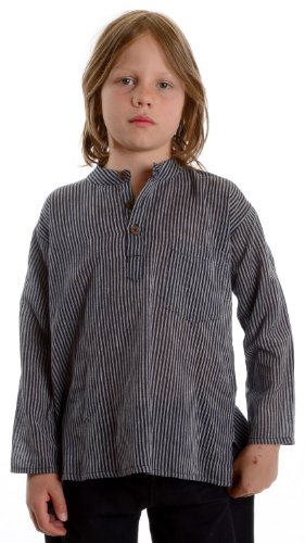 HEMAD Kinder-Fischerhemd gestreift Baumwoll-Hemd blau-gestreift XXL von HEMAD