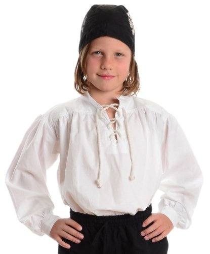 HEMAD Piratenhemd weiß Kinder-Schnürhemd Baumwoll-Hemd L von HEMAD