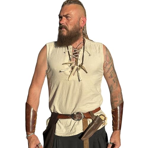 HEMAD Ärmelloses Mittelalter Schnürhemd Wikinger Sommerhemd Modell: Heorot, XXL-3XL von HEMAD