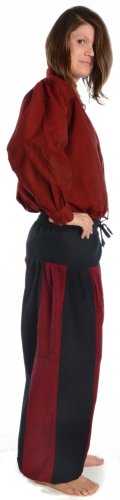 HEMAD - Damen Hose Pluderhose zweifarbige Baumwoll-Hose rot-schwarz von HEMAD