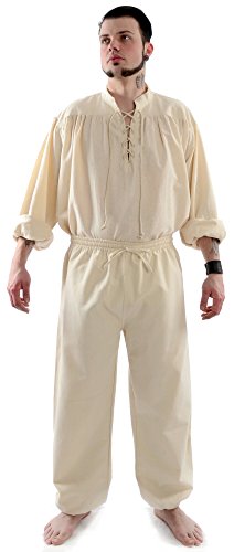 HEMAD Herren Hose Mittelalter Bund-Hose beige L/XL Feste Baumwolle von HEMAD