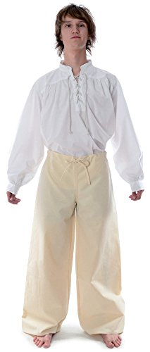 HEMAD Herren Hose Mittelalter Schnürhose Reine Baumwolle (XXXL, beige) von HEMAD