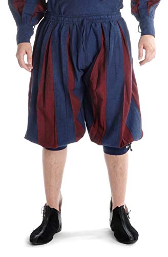 HEMAD Herren Hose kurz Landsknechthose Mittelalter Bundhose S-XXXL (L/XL, blau-rot) von HEMAD