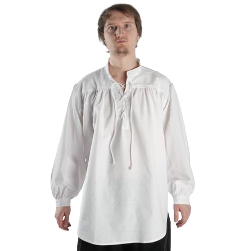 HEMAD Herren Schnürhemd Piraten-Hemd Vampir Gothic Mittelalter 100% Baumwolle Modell: Klingsor, weiß, L HEMAD Herren Schnürhemd Piraten-Hemd Vampir Gothic Mittelalter 100% Baumwolle Modell: Klingsor, weiß, L von HEMAD