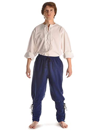 HEMAD Herren Wikinger-Hose Piratenhose Mittelalter Hose S-XXXL Baumwolle (L/XL, blau) von HEMAD