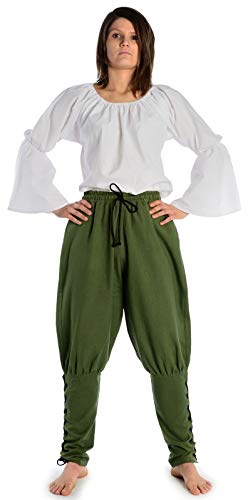 HEMAD Mittelalter Hose Freya aus Baumwolle Olivgrün S/M Gewandung LARP von HEMAD