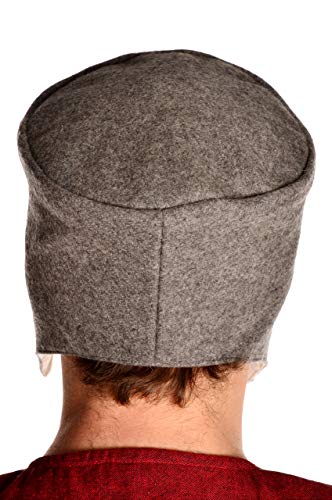 HEMAD Mittelalter Kappe Breide aus Wollfilz Grau X-Large Gewandung LARP von HEMAD