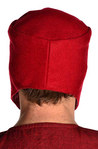 HEMAD Mittelalter Kappe Breide aus Wollfilz Rot Large Gewandung LARP von HEMAD