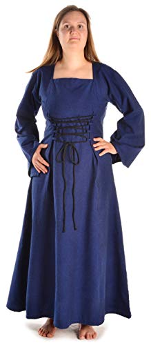 HEMAD Mittelalter Kleid Amurfina aus Baumwolle Blau XL-Large Gewandung LARP von HEMAD