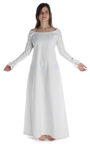 HEMAD Mittelalter Kleid Hildegune aus Baumwolle Weiß L/XL Gewandung LARP von HEMAD
