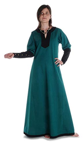 HEMAD Mittelalter Kleid Skalmöld aus Baumwolle Grün-Schwarz L/XL Gewandung LARP von HEMAD