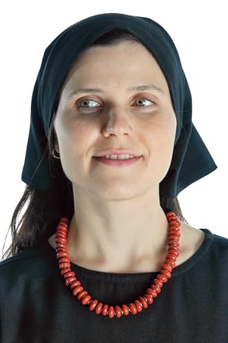 HEMAD Mittelalter Damen Kopftuch 100% Baumwolle Modell: Laudamie, Schwarz von HEMAD