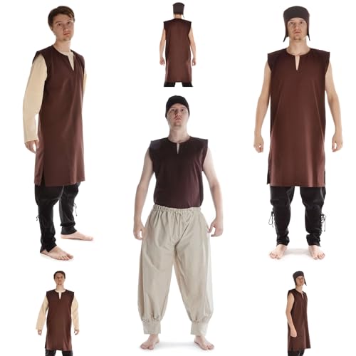 HEMAD Mittelalter Tunika ärmellos 100% Baumwolle Modell: Jorel, Braun XXL-XXXL HEMAD Mittelalter Tunika ärmellos 100% Baumwolle Modell: Jorel, Braun XXL-XXXL von HEMAD