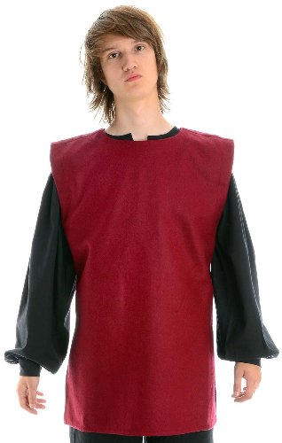 HEMAD Mittelalter Wams rot Schafwollfilz - Tunika ärmellos Gewandung L von HEMAD