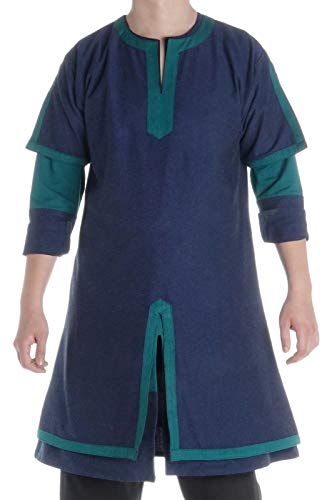 HEMAD Wikinger Tunika Thor aus Baumwolle Blau-Grün XXL/XXXL Gewandung LARP von HEMAD