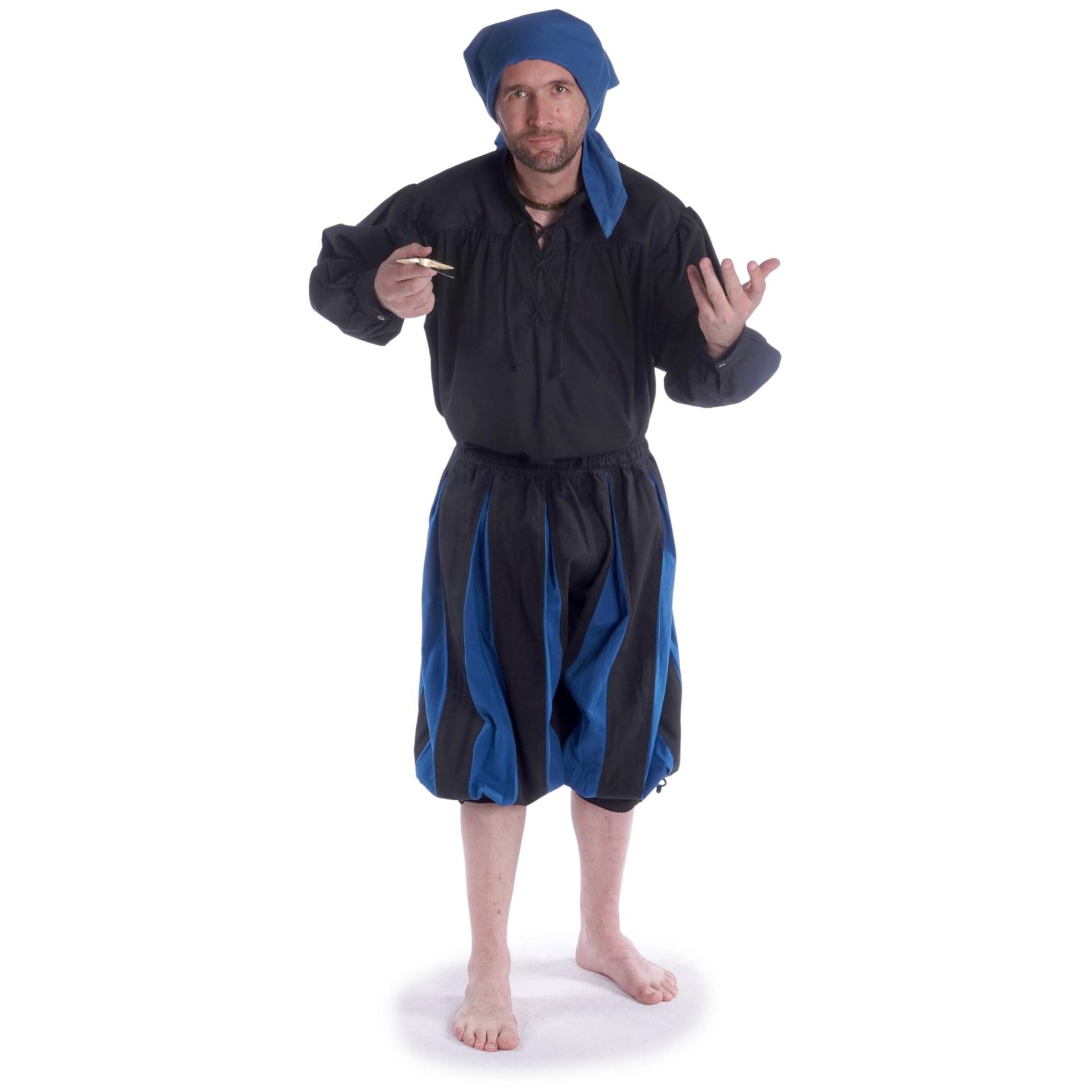 Landsknecht Hose Pumphose Schwarz-Königsblau Morold 100% Baumwolle | Hemad Gewandung Larp Renfaire von HEMADde