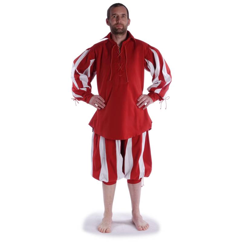 Landsknecht Schnürhemd Feuerrot Weiß 100% Baumwolle Titurel Zweifarbig Mi-Parti | Hemad Gewandung Larp Renfaire von HEMADde