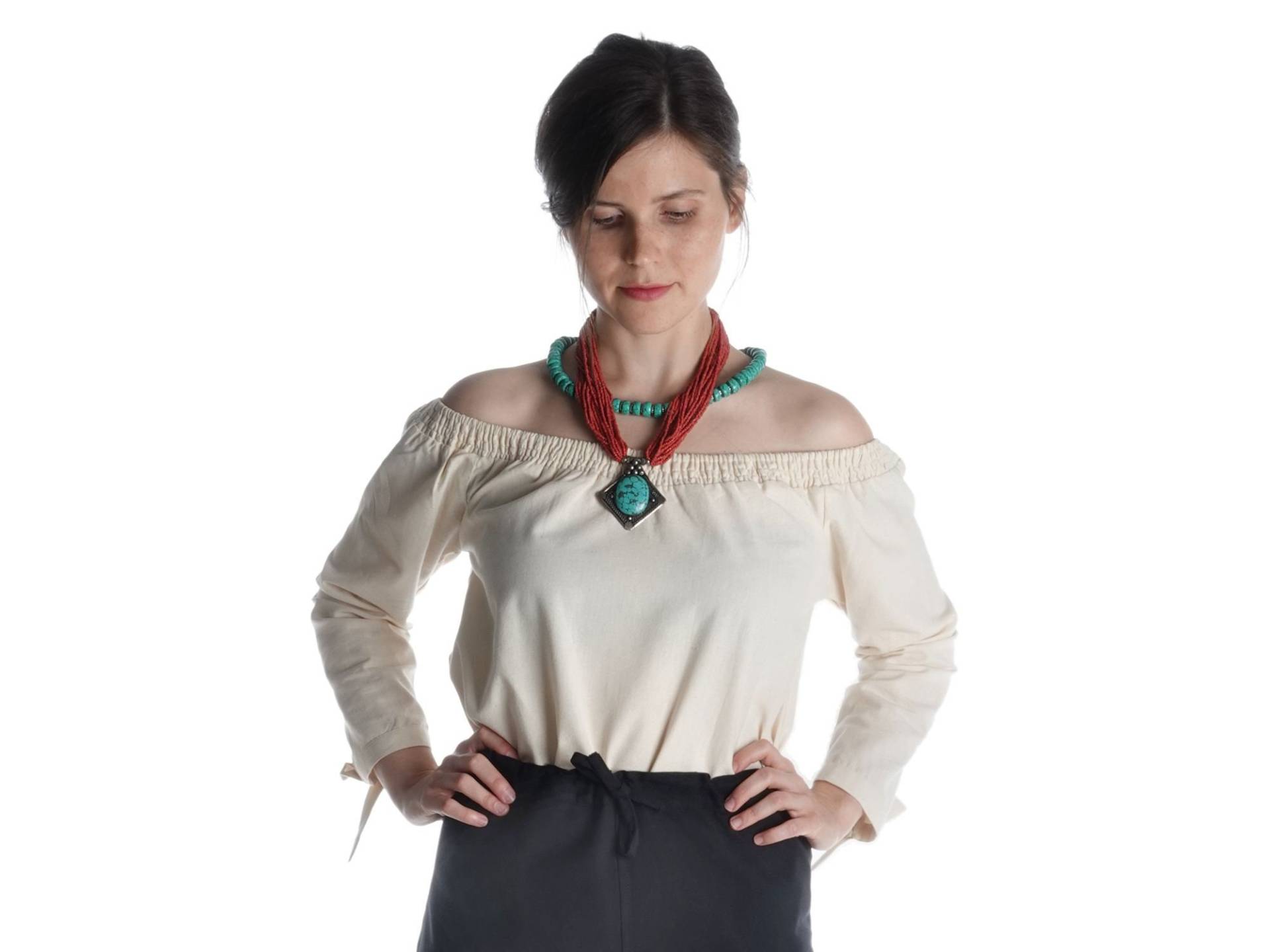 Mittelalter Bluse Swanwhit Aus Baumwolle in Weiß Oder Beige | Mittelalterliche Schulterfreie Für Damen Larp Hemad Gewandung von HEMADde