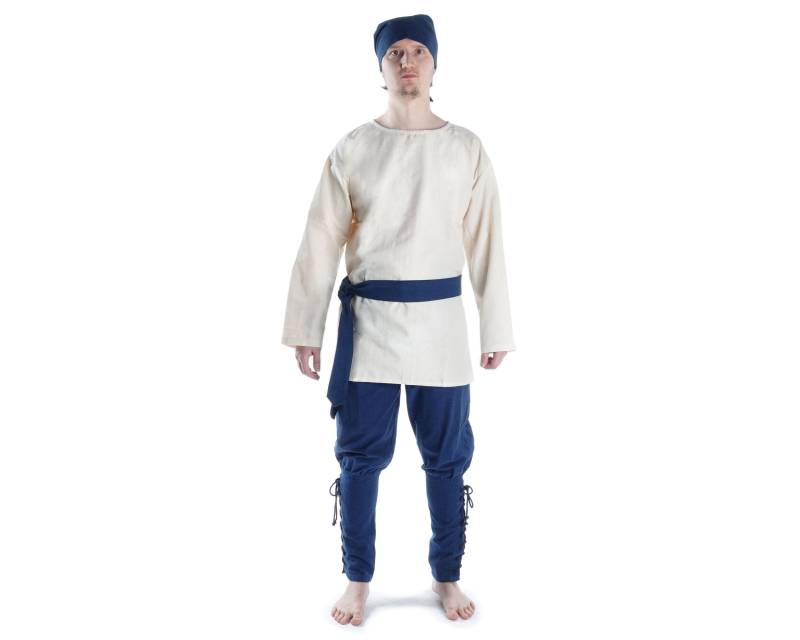 Mittelalter Tunika Siegfried Kurz Aus Baumwolle Beige, Schwarz | Wikinger Larp Untertunika Herren Medieval Undertunic Hemad Gewandung von HEMADde