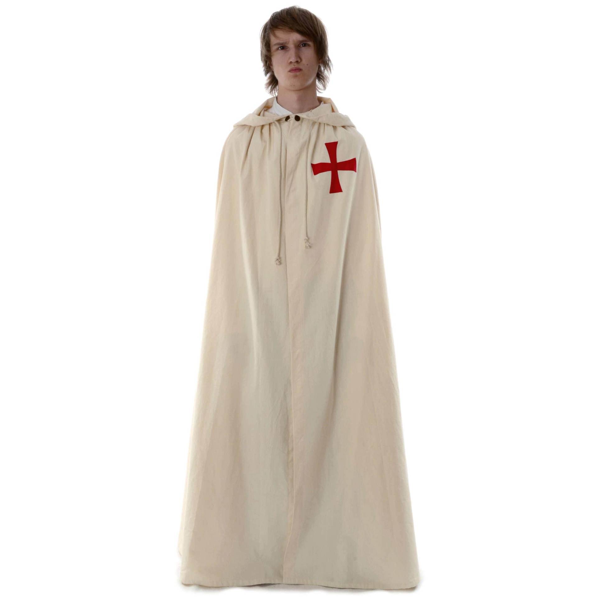 Templer Umhang Vasolt Aus Baumwolle Beige-Rot | Hemad Gewandung Larp Tempelritter Cape Cosplay & Reenactment von HEMADde