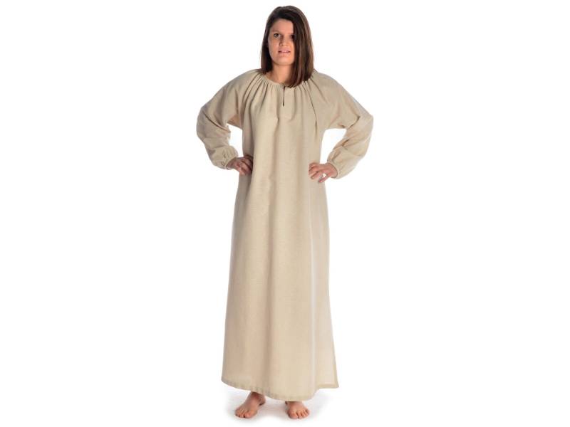 Wikinger Kleid Larp Unterkleid Cotte Verandi Baumwolle Hanffarben | Mittelalterliches/Damen Mit Rundkragen & Seitenschlitze Hemad von HEMADde