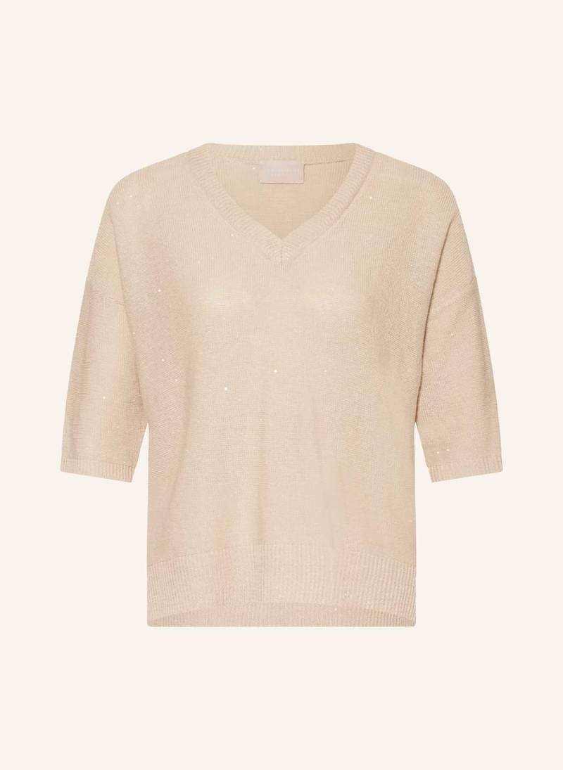 Hemisphere Leinenpullover Mit Pailletten beige von HEMISPHERE