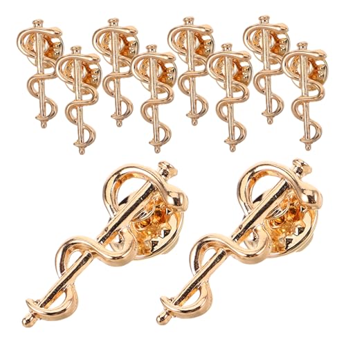 HEMOTON 10 Stück Teiliges Snake Brooch für Damen Vintage Tier Pin Caduceus Brosche für Ärzte und Pflegekräfte Modisches Zubehör für Jacken Pullover Schals und Hüte Langlebig und von HEMOTON