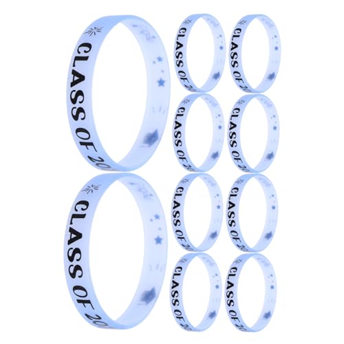HEMOTON 10 Stück Teiliges Wiederverwendbare Silikonarmbänder Class Of Leuchtend Blaue Graduation Wristbands und Bequem für Abschlussfeiern und Partyzubehör von HEMOTON