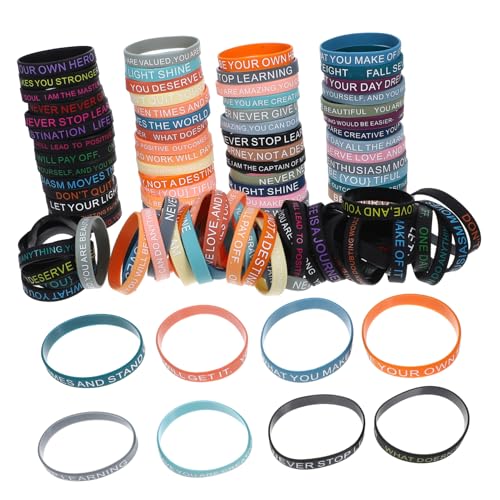 HEMOTON 100 Stück Motivationsarmbänder Silikonarmbänder mit Inspirierenden Sprüchen für Männer Frauen und Teenager Elastische Handgelenk Bänder mit Positiven Affirmationen von HEMOTON