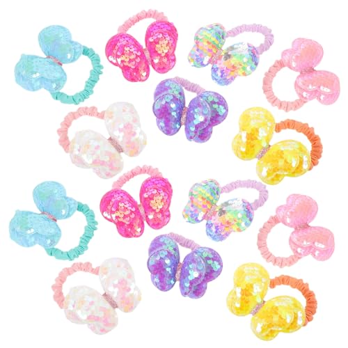 HEMOTON 14 Stück Teiliges Glitzer-haargummis für Mädchen Sanfte Elastische Haarschleifen mit Funkelnden Schleifen Schonend für Kinderhaar für Ponytails und Selbstständiges Styling von HEMOTON